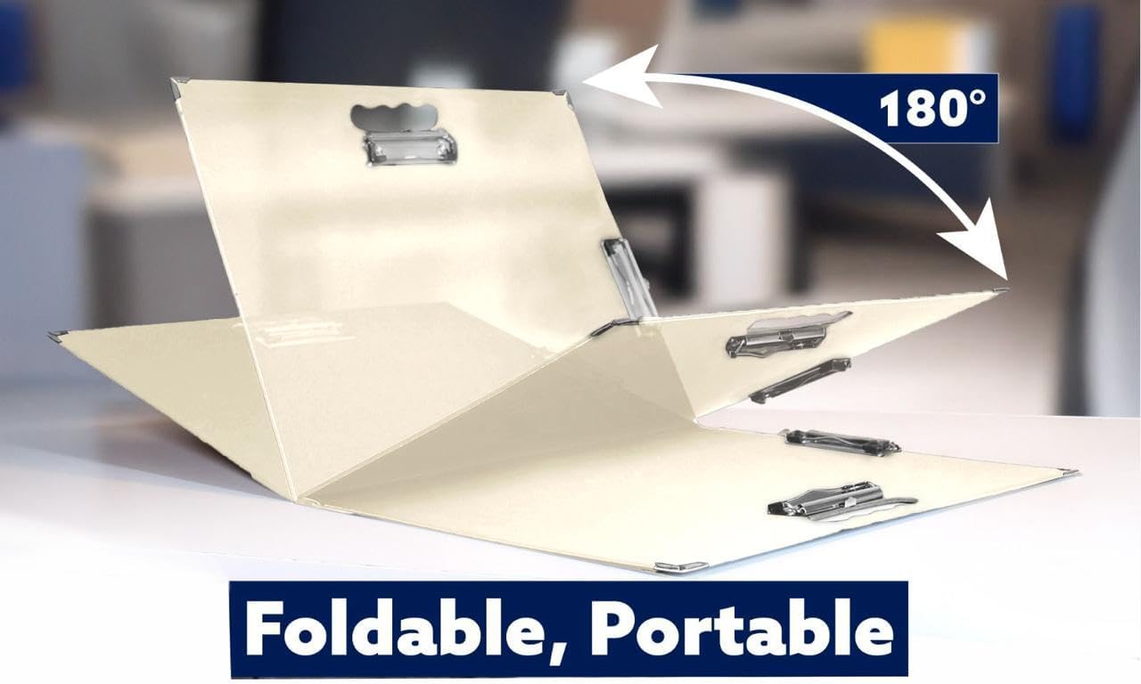 18x24 Clipboard - Foldable 18x24 File Folder & Drawing Board - Folds to 11x17 Clipboard, 4 Clips, Corner Protectors, Portable Art Portfolio, Architecture Folder, 11x17 Binder, Portfolio Binder (Green)