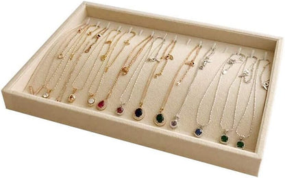 Velvet Sunglasses Organizer Tray 4 Slot, Stackable Eyewear & Glasses Display Case, Premium Beige Velvet, Scratch-Free Lining, Drawer Insert for Dressing Table Vanity Home Retail Trade Show