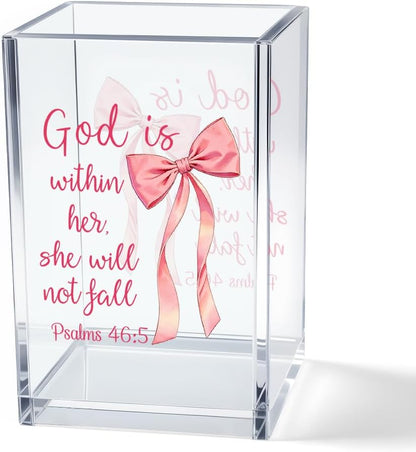 Never Let Anyone Dull Your Sparkle Acrylic Makeup Brush Organizer Holder, Girl Power Desk Acrylic Brushes Storage, Inspirational Quote Gifts for Women Friend Sister Make Up Artist Makeup Lover