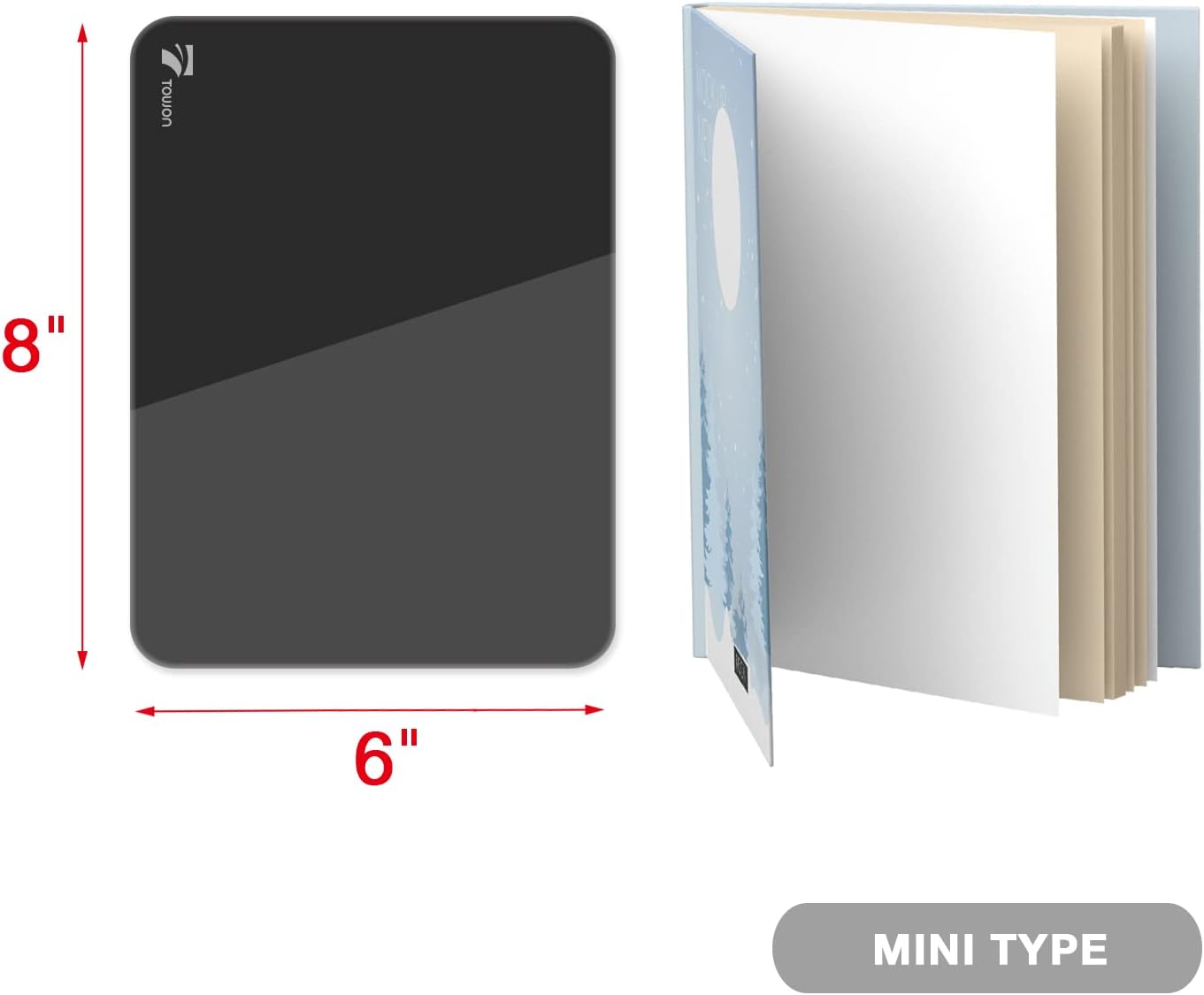 TOWON Small Glass Dry Erase Board, Desk White Board with Standing, Mini Whiteboard Easel Pad Set, Stenography Artifact for Office, Home and School Supplies, 8x6 Inches, Black
