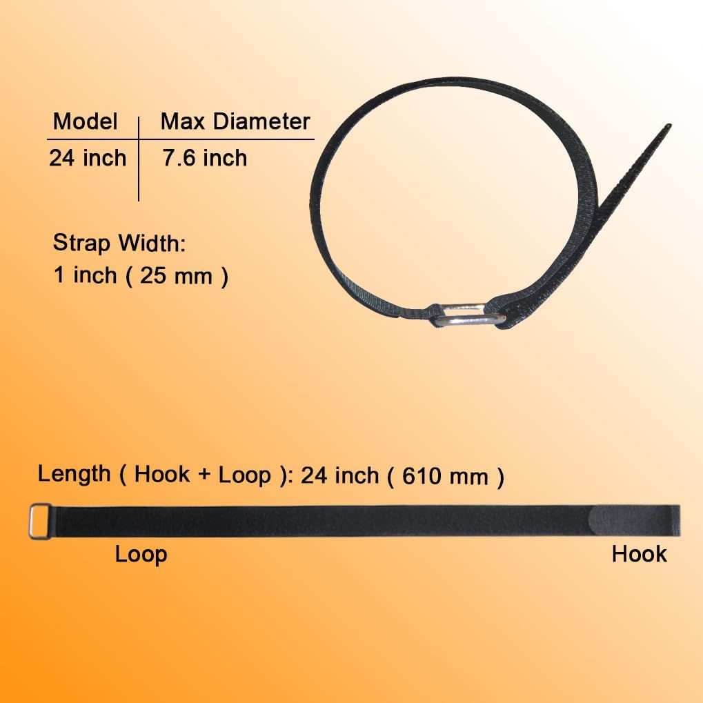 18 inch Extend Cable Strap and Adjustable Securing Strap with Buckle - 12 PCS Reusable Hook and Loop Fastening Nylon Cable Tie Wrap