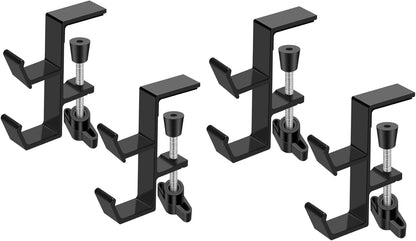 Desktop Hook Under-Table Handbag Hanger Wallet Hook Simple for Holiday Decoration Desktop Backpack Rack Headphone Hanger 2-Piece Pack Double Hook (Black)