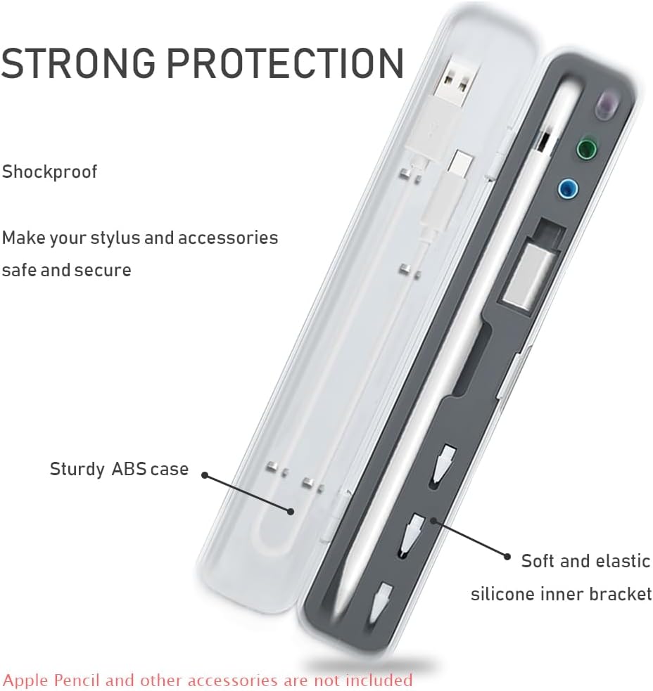 SIXFU Case for Apple Pencil, Storage Case Design for Apple Pen 2nd/ 1st, iPad Pencil Accessories Charging Cable Case for Stylus Pen(White+Pink)