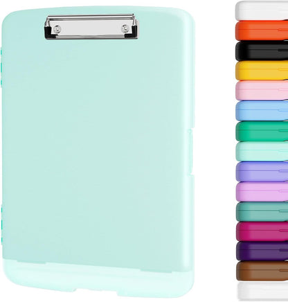 Piasoenc Clipboard with Storage, 8.5 x 11 Organization Box with Pen Holder and A4 Legal Paper Folder, Folio & Side-Opening, Low Profile Clip,for Nurses,Teachers, Size 14 x 9.6 x 1.2 in, Black
