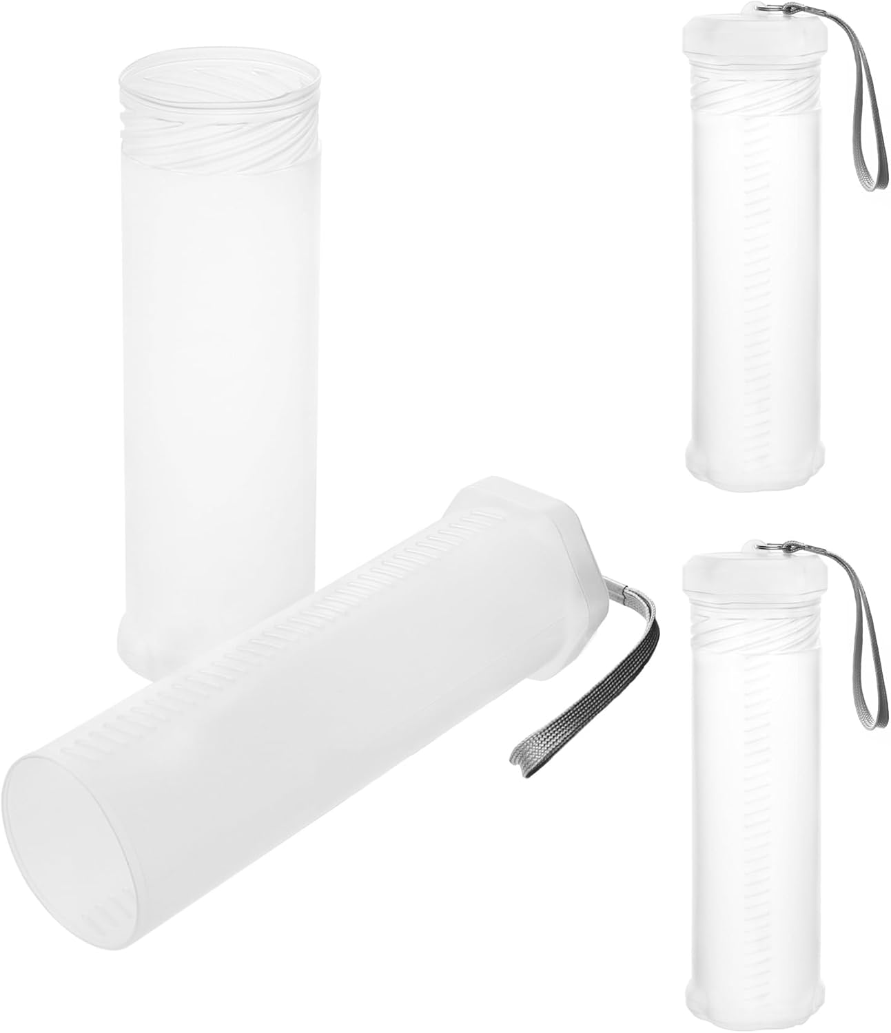 QWORK Extendable Artist Storage Tube - Durable Plastic, 2 Pack Adjustable Length 8.5" to 15", 2.4" Width, Translucent with Carrying Lanyard for Brushes, Pens & Watercolor Supplies