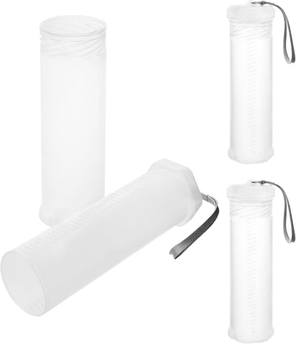 QWORK Extendable Artist Storage Tube - Durable Plastic, 2 Pack Adjustable Length 8.5" to 15", 2.4" Width, Translucent with Carrying Lanyard for Brushes, Pens & Watercolor Supplies