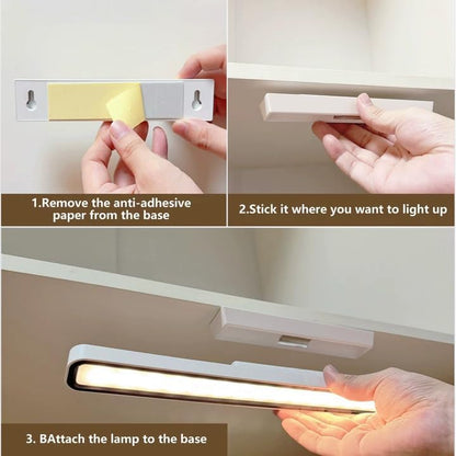 Desk Light Bar 16.5in Magnetic Rechargeable LED Light Bar, 3000K, 4500K, 6000K Color Temperature Battery Powered Under Cabinet Lighting for Desk, Home Office, Shelf, Reading