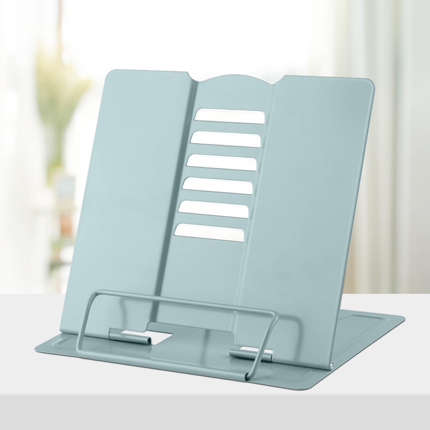 Honagu Book Stand Metal Desk Book Holder, Book Holders for Reading Hands Free, Adjustable Cookbook Documents Holder, Portable Bookstand for Music Books, Textbook, Recipe, Tablet, Ipad (Black)