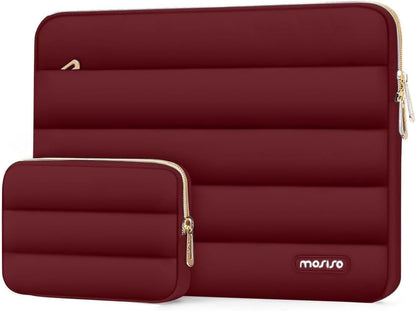 MOSISO Laptop Case 13.3 inch,13-13.3 inch Puffy Laptop Sleeve Compatible with MacBook Neo/Air 13.6 M5 M4 M3 M2 M1/Pro 13/14,HP Dell ASUS Lenovo,Polyester Horizontal Bag with Small Case, Sand