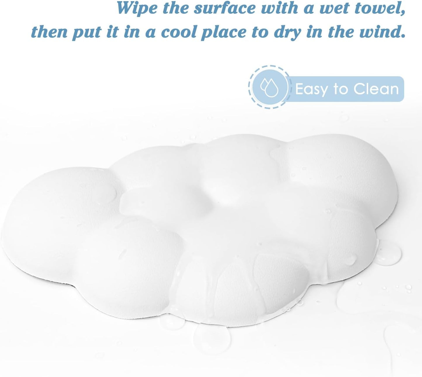 Cloud Wrist Rest Cushion for Mouse Ergonomic Soft PU Leather Memory Foam Wrist Pain Relief Mouse Wrist Support Pad with Anti-Skid Base for Office School Home Laptop & Computer Mouse (White)