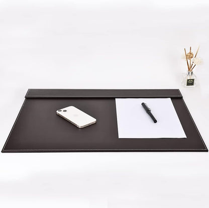KINGFOM Ultra-Smooth PU Leather Desk Pad & Mat Office Desk Drawing & Writing Board A3/ A4 File Paper Clip Table Protector Mat on Top Large 24''x18'' (Black)