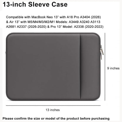 Laptop Sleeve for MacBook Neo/Air/Pro 13 inches A18/M5/M4/M3/M2/M1 Chip 2026-2020 A3404 A3449 A3240 A3113 with 2 Pockets Tablet Bag Case Accessories (Bright Pink)
