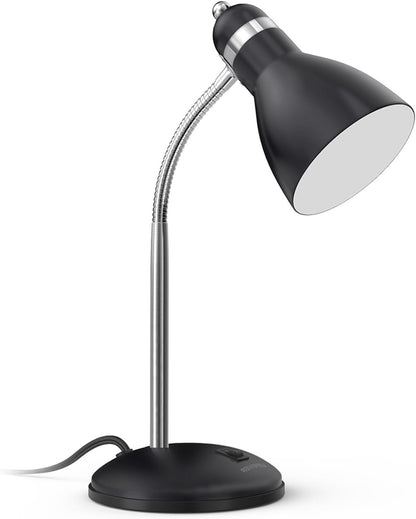 LEPOWER Metal Desk Lamp, Eye-Caring Table Lamp, Study Lamps with Flexible Goose Neck for Bedroom, Home Office (Matte Black)
