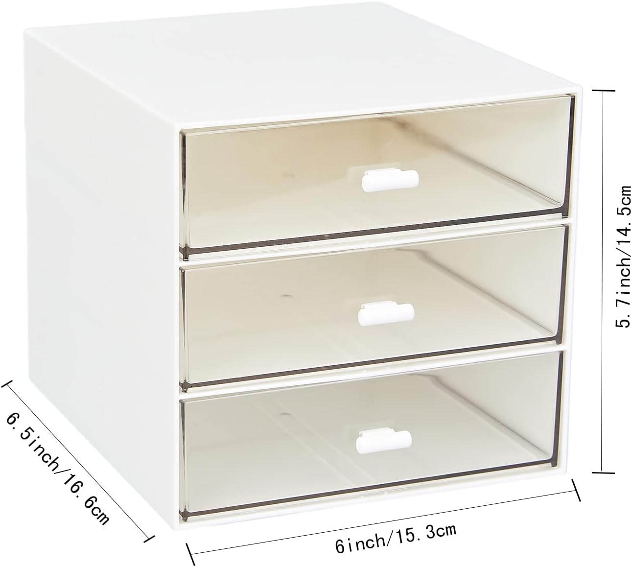 Desk Organizer with 4 Drawers, Clear Plastic Desk Storage Box, Desktop Organization for Office Supplies, Gel Pens, Pencils, Markers, Tape, Erasers, Paperclips, Chargers (White-4 Draws)