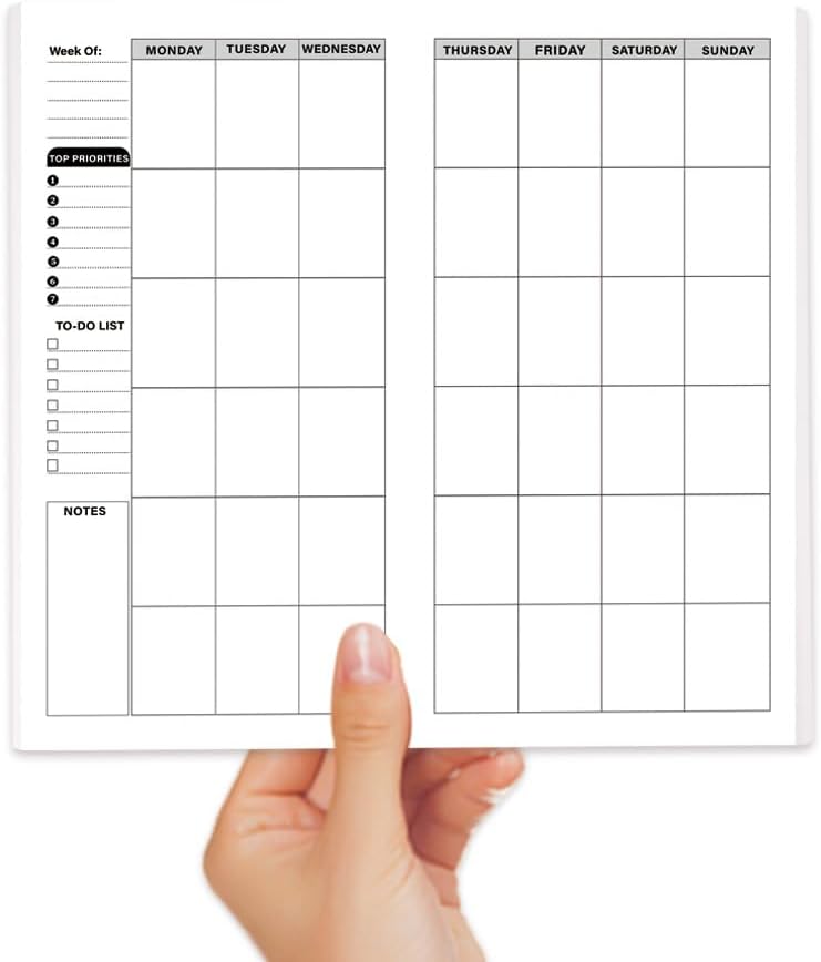 qianshan Travelers Notebook Inserts with PVC Sleeve,Undated Weekly Planner,Weekly To Do List Notepad,TN Journal,30 Sheets,8.5" x 4.7",Pocket Travelers Notebook for Journals,Diaries,Planners,Pink Cat