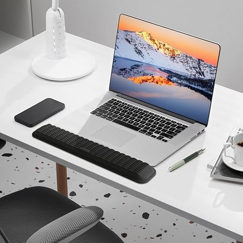 MEKASS Ergonomic Wrist Rest for Keyboard and Mouse, Soft Memory Foam Keyboard Wrist Rest Set with Non-Slip Silicone Base, Easy Typing, Pain Relief, Comfort for Office, Work, Gaming (Classic Black)