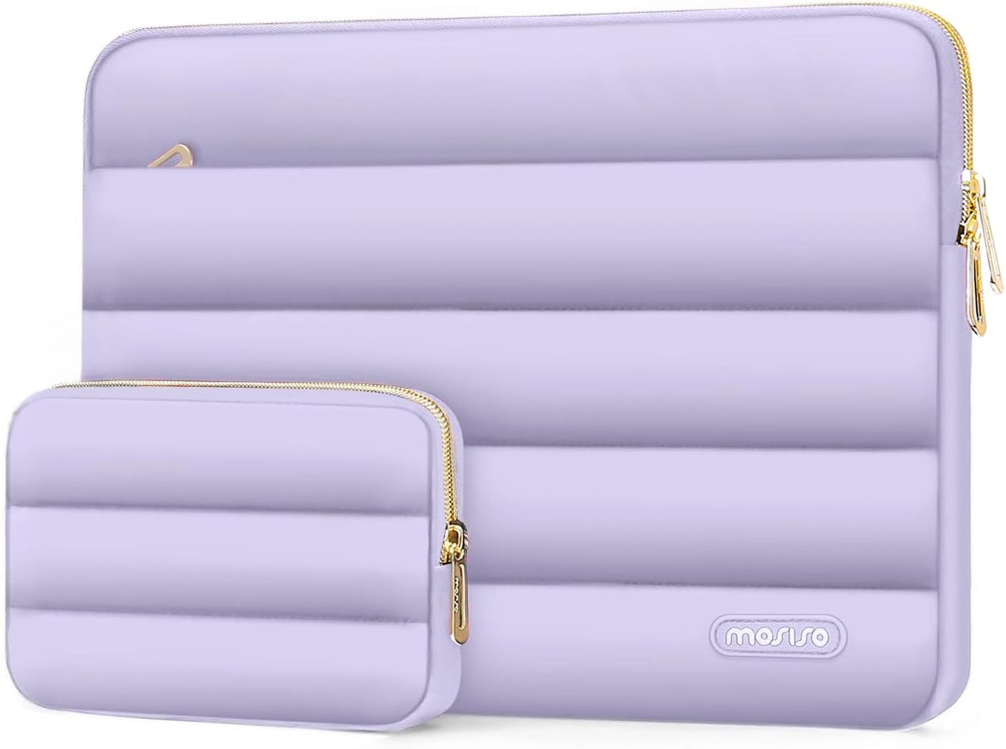 MOSISO Laptop Case 13.3 inch,13-13.3 inch Puffy Laptop Sleeve Compatible with MacBook Neo/Air 13.6 M5 M4 M3 M2 M1/Pro 13/14,HP Dell ASUS Lenovo,Polyester Horizontal Bag with Small Case, Sand