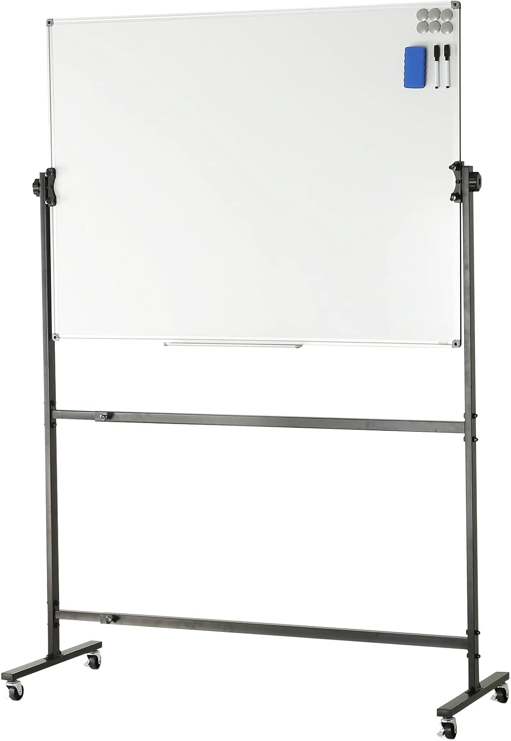 VEVOR Magnetic Glass Whiteboard, Dry Erase Board 36"x24", Wall-Mounted Large White Glassboard Frameless, with Marker Tray, an Eraser and 2 Markers, Black