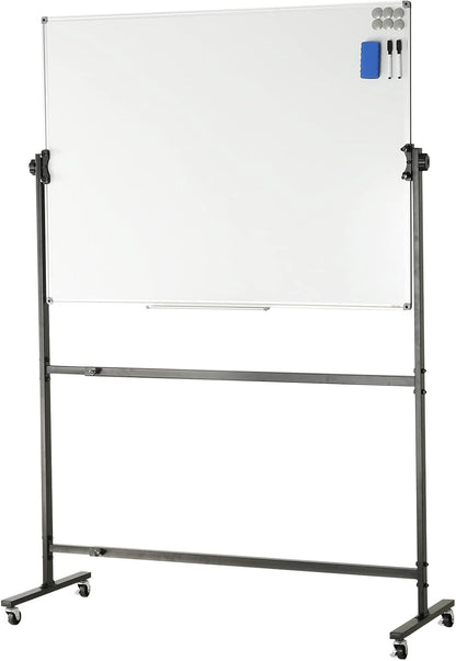 VEVOR Magnetic Glass Whiteboard, Dry Erase Board 36"x24", Wall-Mounted Large White Glassboard Frameless, with Marker Tray, an Eraser and 2 Markers, Black