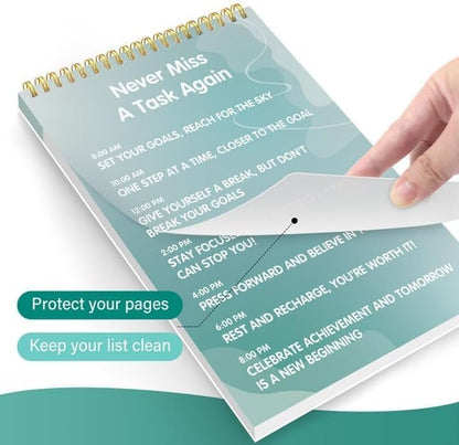 104 Pgs To Do List Notepad - Daily Planner Notepad Undated 52 Duplex-Printed Undated Sheets Tear Off, 6.5" x 9.8" Checklist Productivity Organizer with Hourly Schedule for Tasks