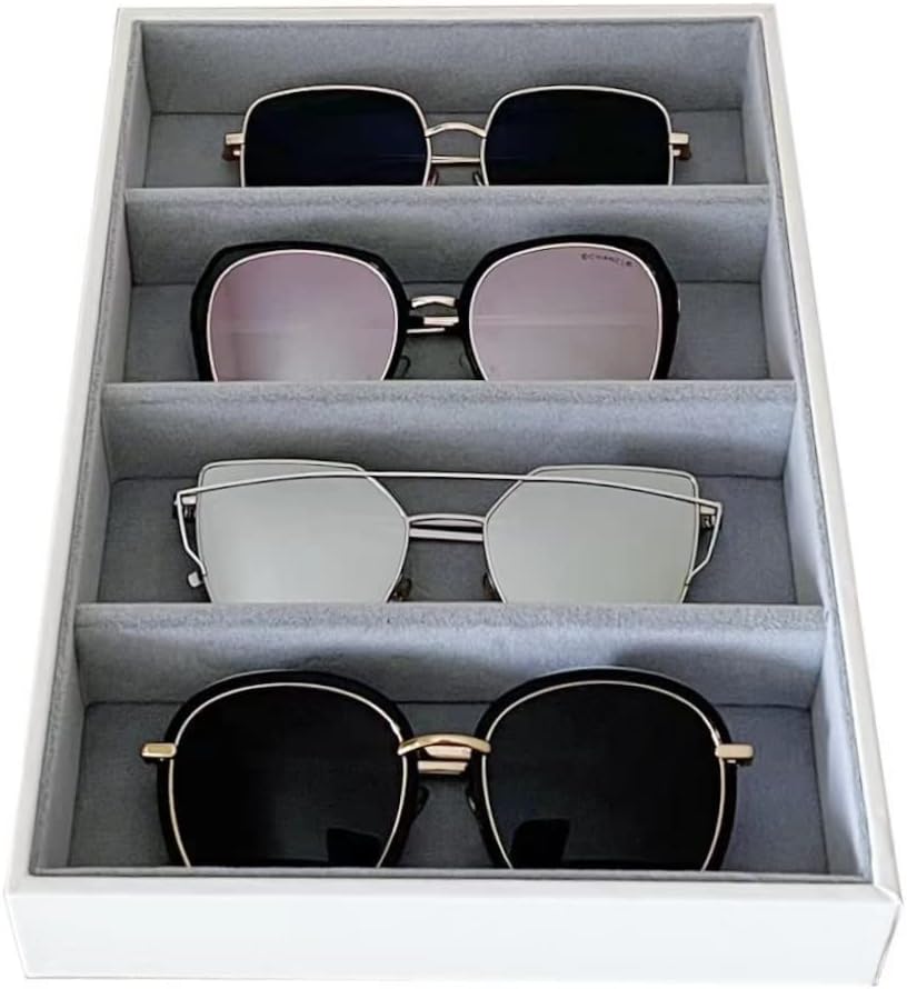 Premium Quality Sunglasses Tray Organizer Display PU Leather Exterior Soft Velvet Liner