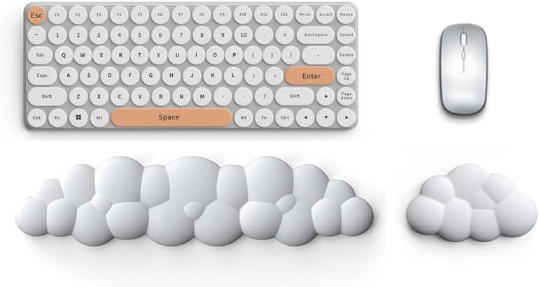 Keyboard Wrist Rest Pad Set, Leaf Shape PU Leather Memory Foam Wrist Cushion Support,Mouse Wrist Rest Pad,Non-Slip Wrist Support for Easy Typing Pain Relief, Green Leaf