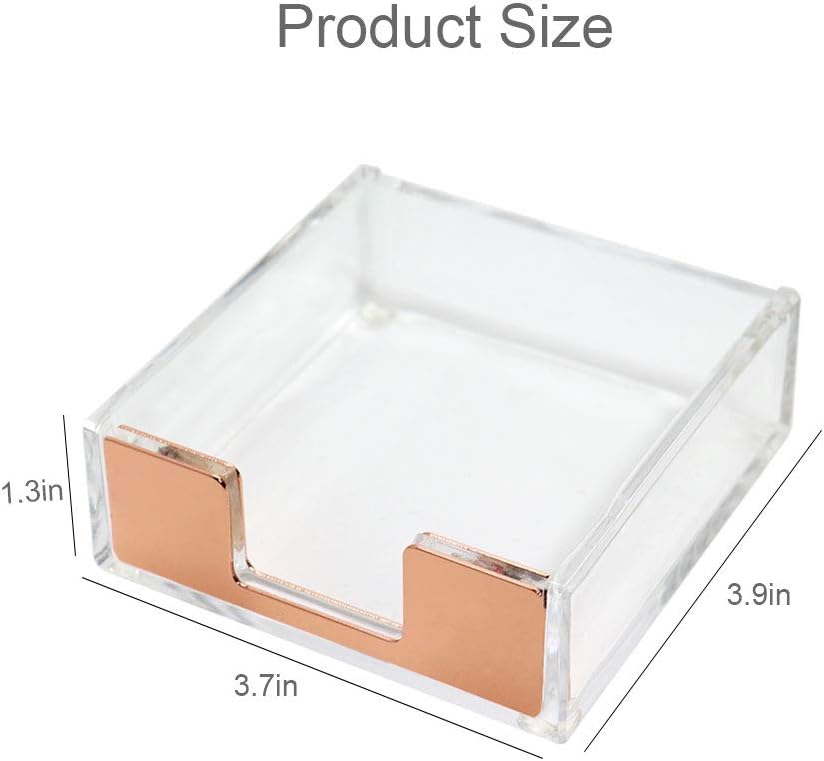 MultiBey Gold Sticky Notes Holder Clear Acrylic Memo Pad Dispenser Post it Note Holder Desk Supplies Organizer Accessories for Office Home Schools (Gold)