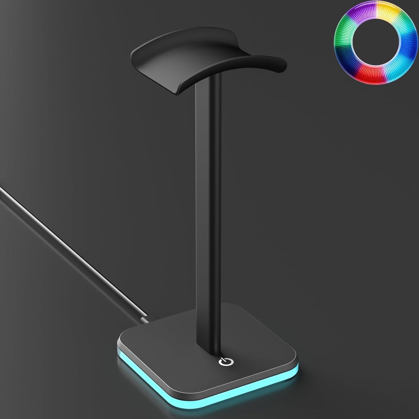 Headphone Stand for Desk - Headset Stand with Aluminum Hanger and Plastic Headrest, Headphone Holder for AirPods Max, Sony, Bose, Beats and More (Black)