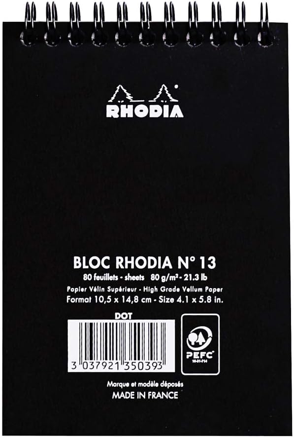 Rhodia #16 Wirebound Notepad 5.8" x 8.3" Dot Pad, Orange Cover