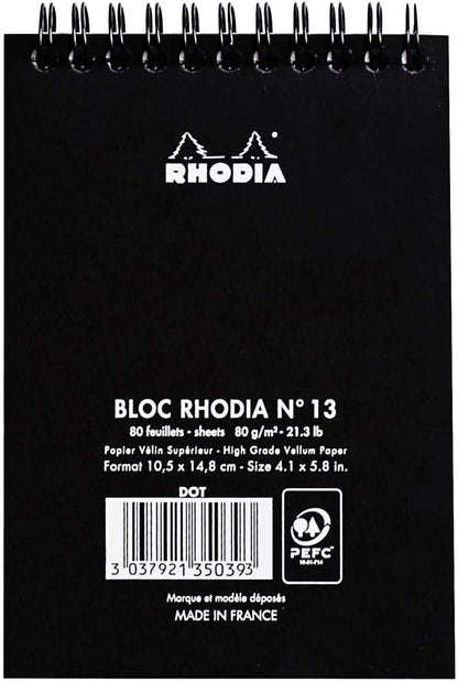 Rhodia #16 Wirebound Notepad 5.8" x 8.3" Dot Pad, Orange Cover