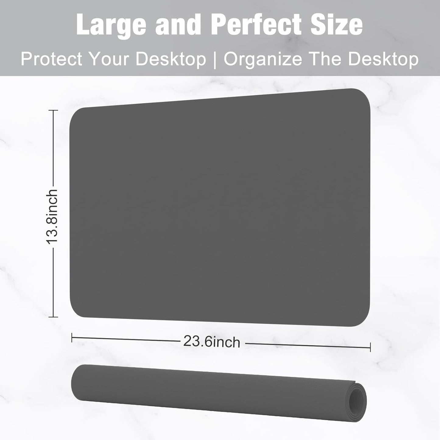 Hsurbtra Desk Pad, 23.6" x 13.8" PU Leather Desk Mat, M Extended Mouse Pad, Waterproof Desktop Blotter Protector, Non-Slip Ultra Thin Small Laptop Keyboard Writing Mat for Office Home, Pink