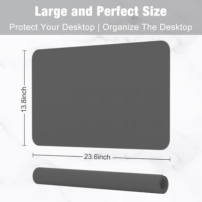 Hsurbtra Desk Pad, 23.6" x 13.8" PU Leather Desk Mat, M Extended Mouse Pad, Waterproof Desktop Blotter Protector, Non-Slip Ultra Thin Small Laptop Keyboard Writing Mat for Office Home, Pink