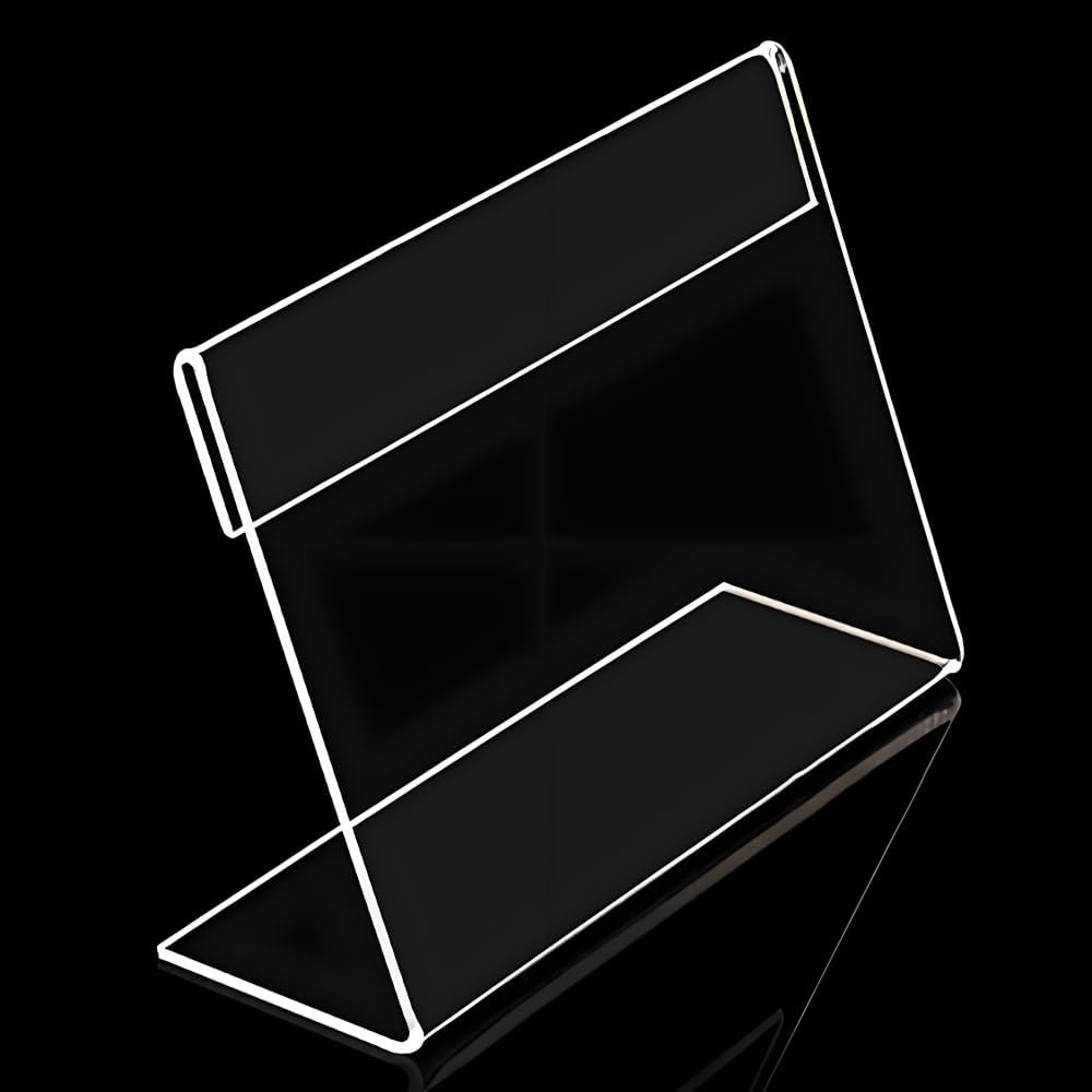 Clear Acrylic Sign Holders with Slanted Back, Adjustable Desk Display Stand for Office and Business,Acrylic Store Price Tag Rack with Slant Back Any Literature Flyer Document Rack(4 * 6cm)
