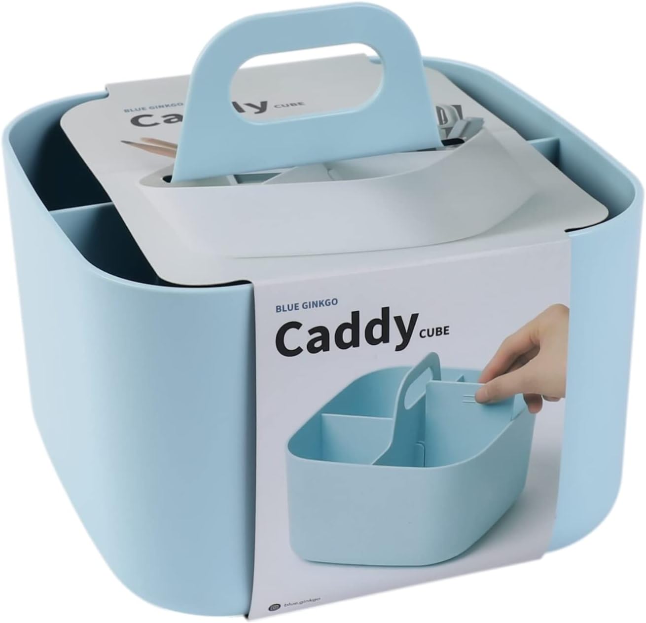 BLUE GINKGO Stackable Organizer Caddy – Korean-Made Portable Tote for Bathroom, Office, Crafts, or School Supplies (Rectangle, White)