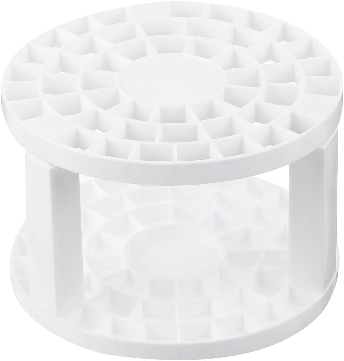 PATIKIL 1pcs White Minimalist Plastic Paint Brush Holder, 49 Holes Round Artist Desk Makeup Pencil Organizer