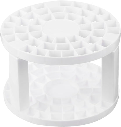PATIKIL 1pcs White Minimalist Plastic Paint Brush Holder, 49 Holes Round Artist Desk Makeup Pencil Organizer