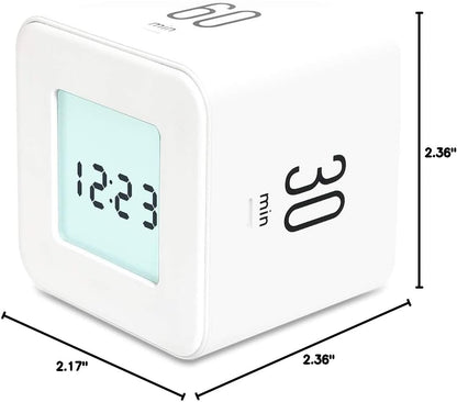 mooas Multi Clock Time Cube Timer (White), Alarm & Backlight Desk Productivity for ADHD Kids Classroom Study, Kitchen, Cooking, Desk, Office, Time Management 5,15,30,60 min Timer Various Setting
