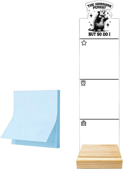 Monitor Memo Board Computer Monitor Memo Board Sticky Note Organizer Kidney Acrylic Desk Accessories Removable Wooden Base Set Sticky Notes 100 Sheets 11.8×3.1 inches