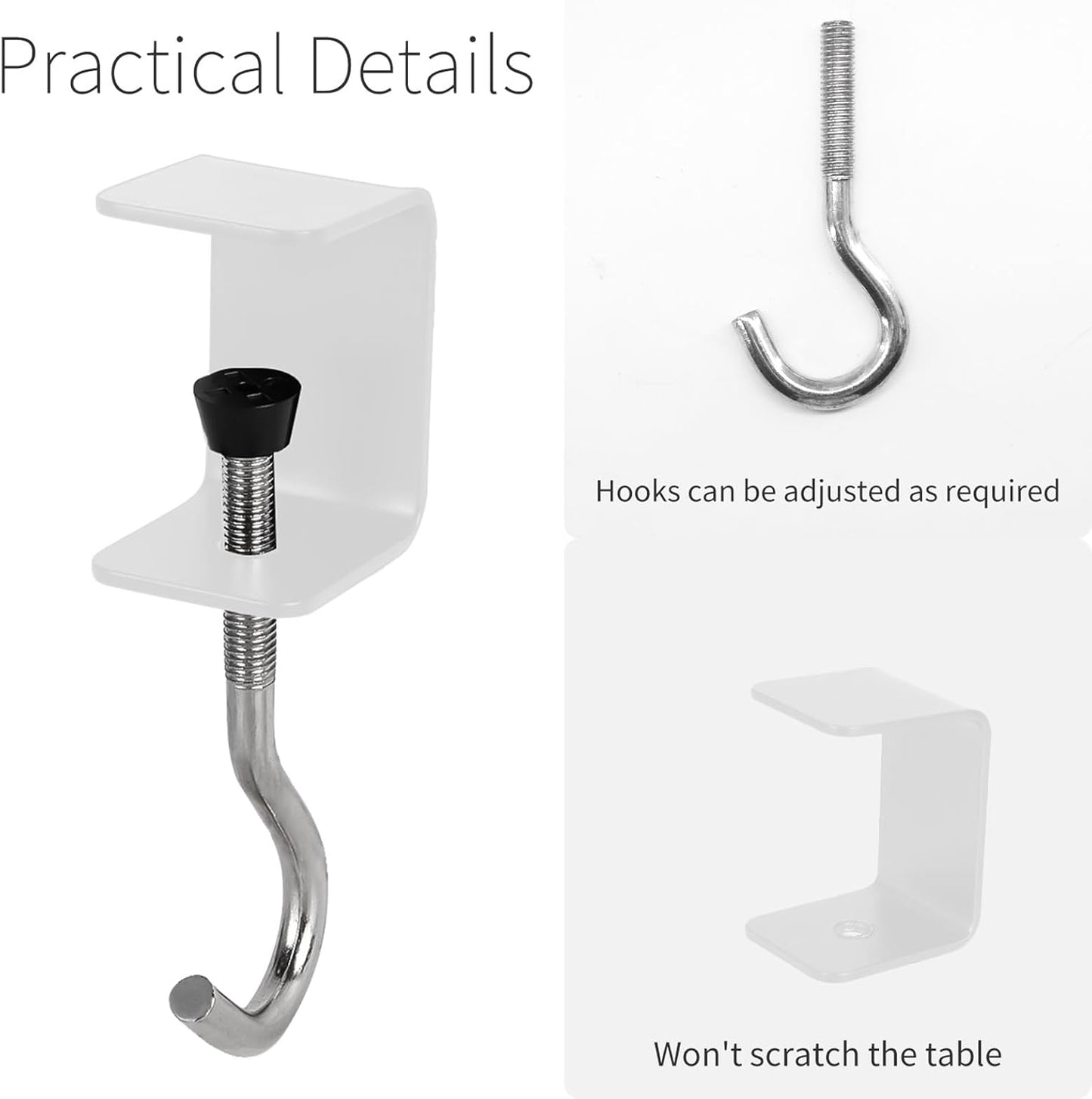 2 Pcs Desk Mount Bag Holder Hook Clamp-On Backpack Hanger Portable Desk Mount Headphones Holder Reduce Desk Clutter for Table Desk, Under Counter