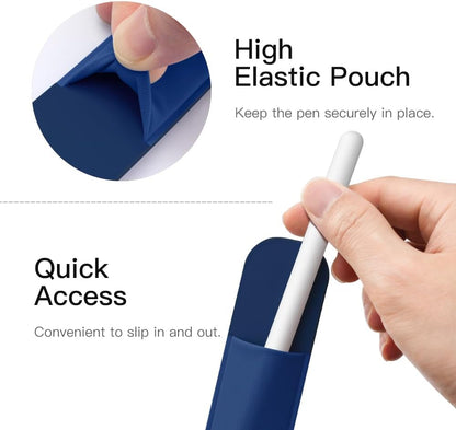 MoKo Pencil Holder Sticker Fit Apple Pencil Pro, Apple Pencil (USB-C), iPencil 1st/2nd Generation, Elastic Pencil Pocket Pouch Adhesive Sleeve Attached to iPad Case for Stylus Pens,Black