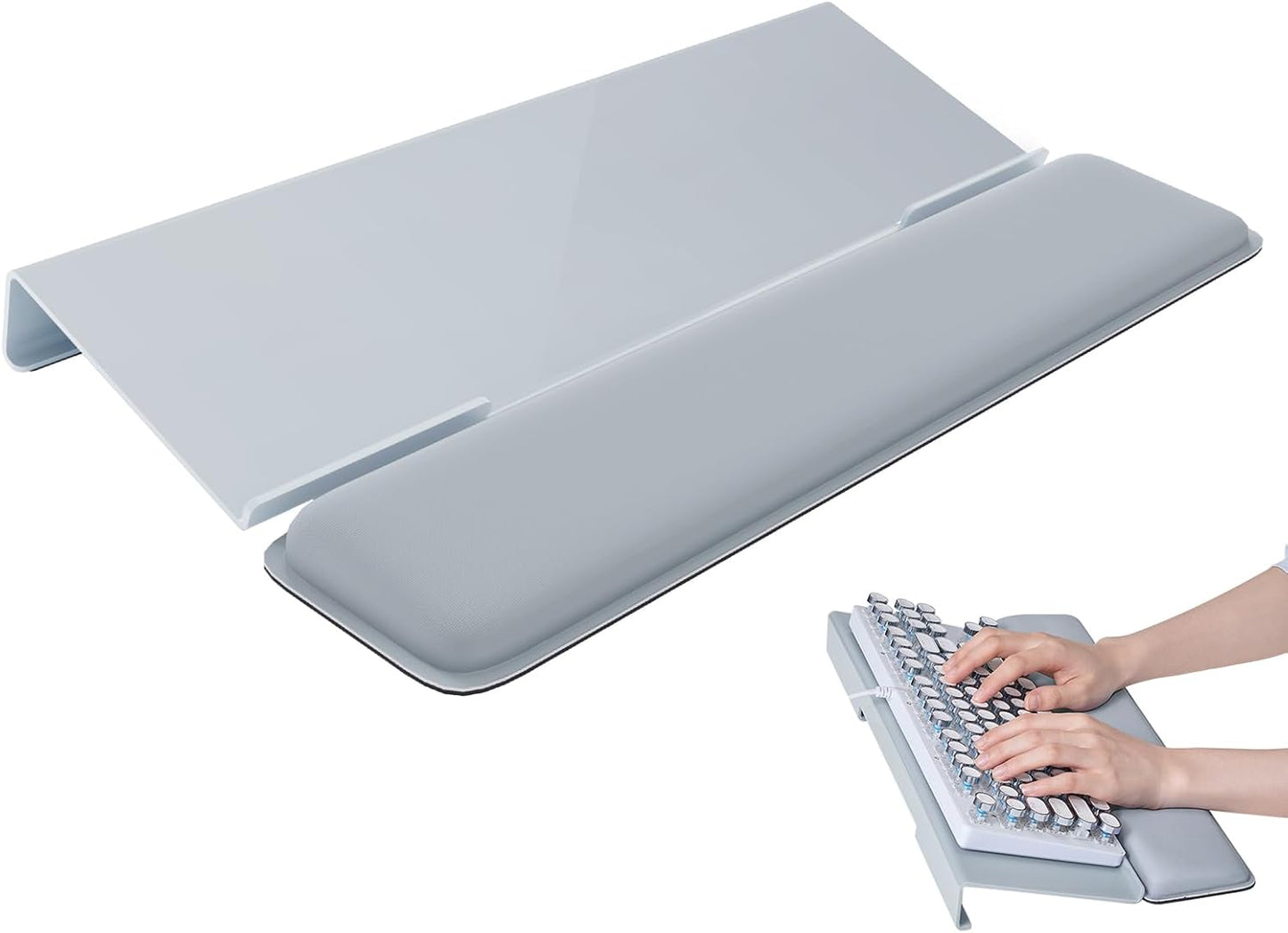 Laborio Computer Keyboard Stand for Desktop, Keyboard Riser Wrist Rest Holder for Easy Typing, Office Desk, Home, School Accessories(Coffee)