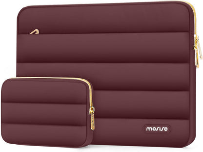 MOSISO Laptop Case 13.3 inch,13-13.3 inch Puffy Laptop Sleeve Compatible with MacBook Neo/Air 13.6 M5 M4 M3 M2 M1/Pro 13/14,HP Dell ASUS Lenovo,Polyester Horizontal Bag with Small Case, Sand
