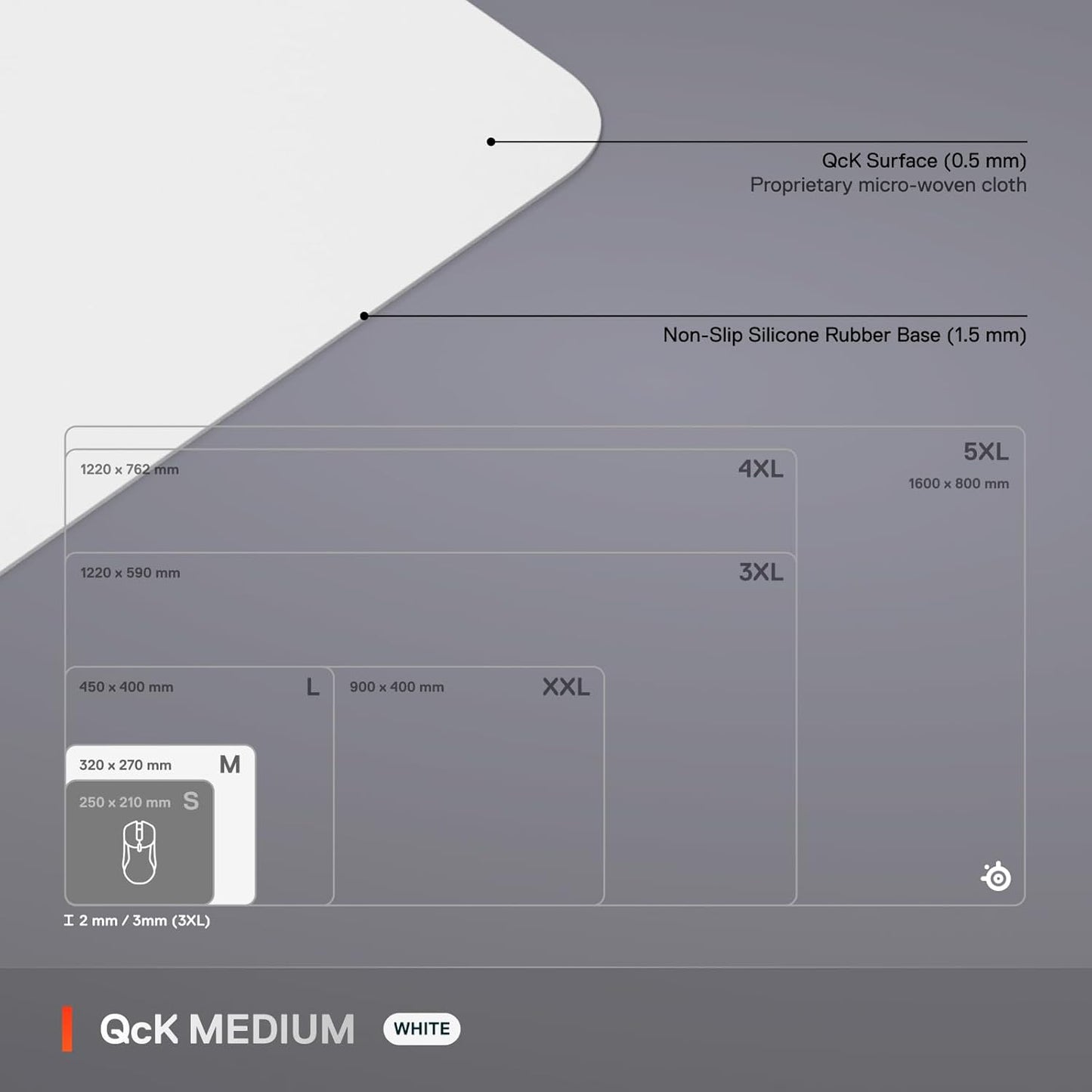 SteelSeries QcK Gaming Mouse Pad - XXL Cloth - Peak Tracking and Stability - Esports Mousepad - Never-Slip - Full Desk Coverage