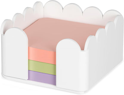 1 PC Scalloped Acrylic Sticky Note Holder 3"x3" Crystal Clear Sticky Note Holder Dispenser for Classroom, Desk Organizer Accessories for Dorm Room, School Office Necessities