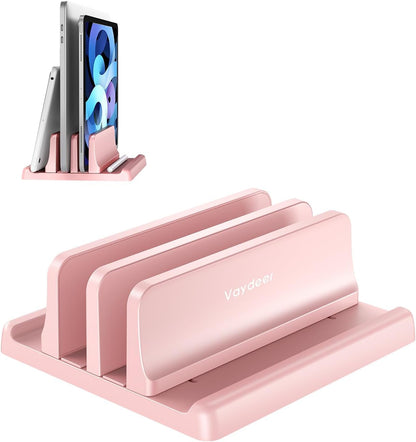 Vaydeer Vertical Laptop Stand for Desk,Dual Slots Plastic Laptop Holder with Space Saving 4-in-1 Design,Adjustable Laptop Organizer Storage Supports for MacBook,Mac,HP,Dell,Microsoft Surface,Lenovo