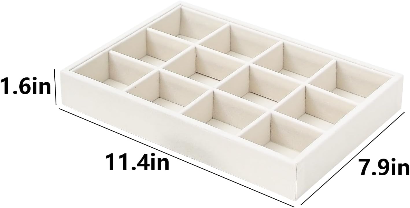 Bedside Organizer - Multi-use Holder for Desk Drawer, Nightstand, Desktop - Catchall Tray for Jewelry, Sunglasses, Phone, Watch, Perfume, Lipstick (Beige 5Grid)