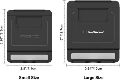 MoKo Phone/Tablet Stand, Foldable Tablet Holder Compatible with iPhone 17/17 Air/17 Pro/17 Pro Max, iPhone 16/Pro/Pro Max/Plus, iPhone 15/Pro/Pro Max/Plus, iPhone 14/Pro/Pro Max/Plus, Black