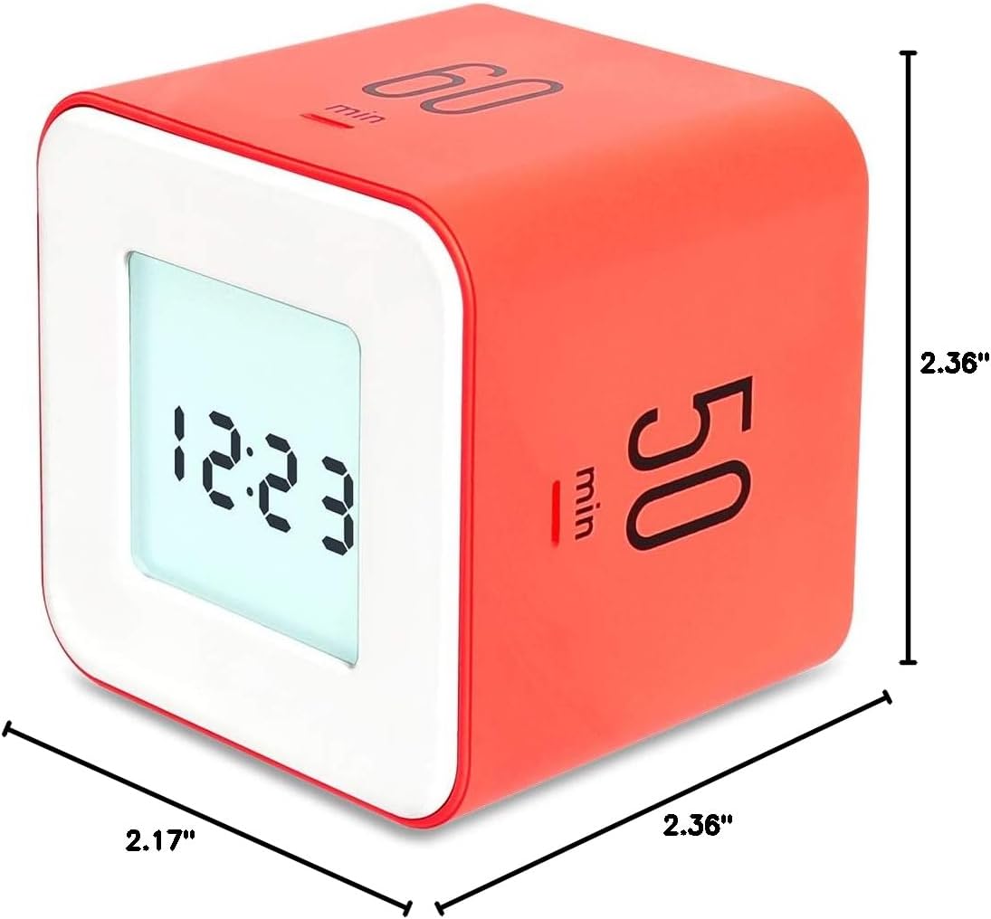 mooas Multi Clock Time Cube Timer (White), Alarm & Backlight Desk Productivity for ADHD Kids Classroom Study, Kitchen, Cooking, Desk, Office, Time Management 5,15,30,60 min Timer Various Setting