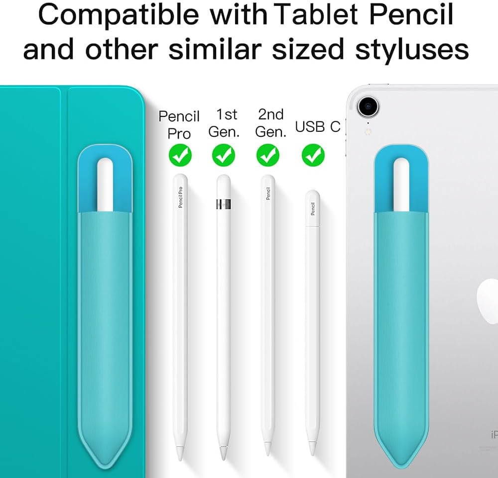 MoKo Pencil Holder Sticker Fit Apple Pencil Pro, Apple Pencil (USB-C), iPencil 1st/2nd Generation, Elastic Pencil Pocket Pouch Adhesive Sleeve Attached to iPad Case for Stylus Pens,Black