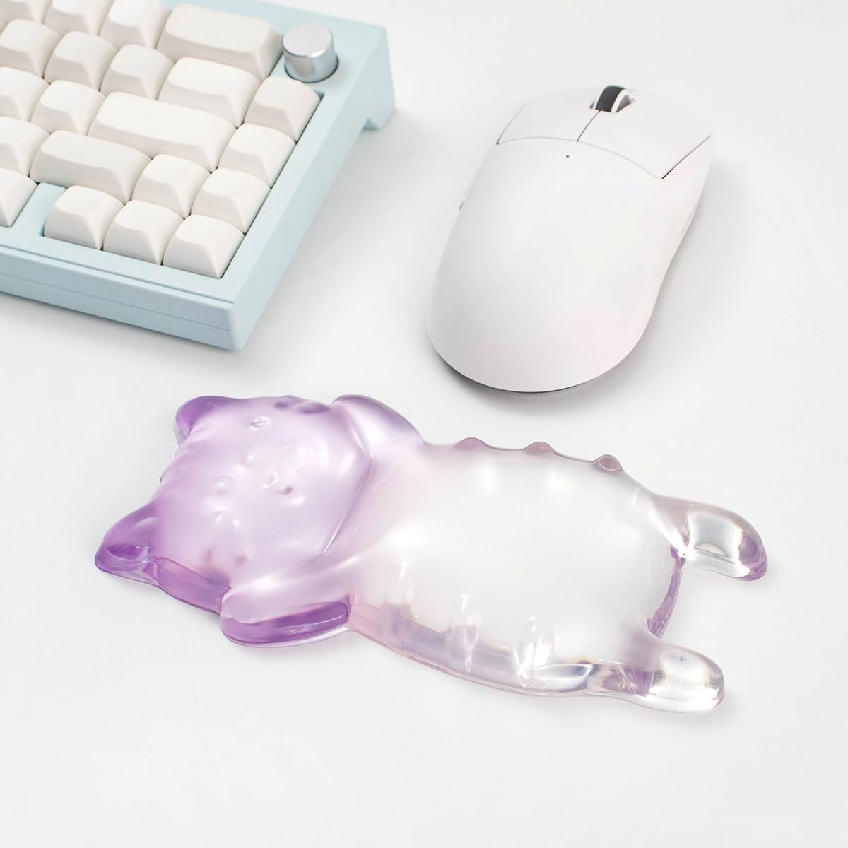 Ergonomic Gel Mouse Wrist Rest – Clear Cute Cat Mouse Wrist Rest, Comfort & Support for Typing and Gaming (Pink)